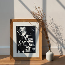 Load image into Gallery viewer, Cat Basie / Swing Cats / Linocut Print / Made by hand
