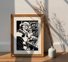 Load image into Gallery viewer, Cats Waller / Swing Cats / Linocut Print / Made by hand
