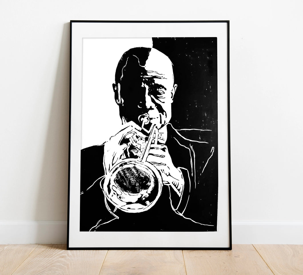 Jazz masters - Louis Armstrong / Linocut print / Handmade